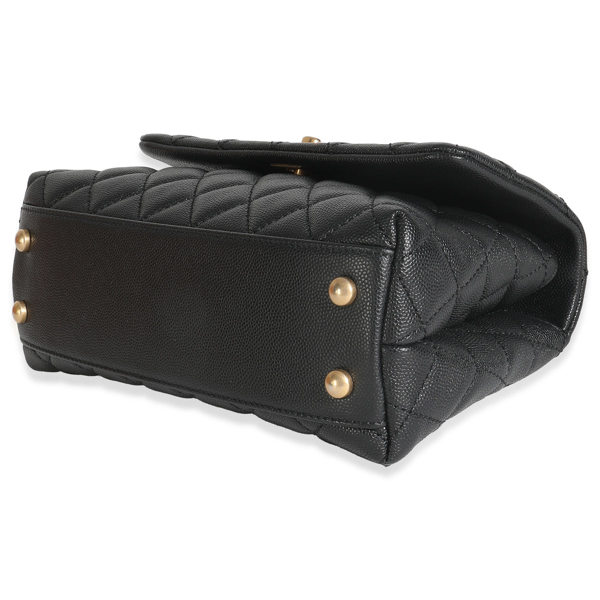 Black Quilted Caviar Small Coco Top Handle Bag