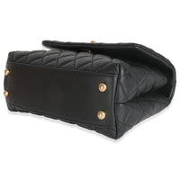 Black Quilted Caviar Small Coco Top Handle Bag