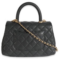 Black Quilted Caviar Small Coco Top Handle Bag