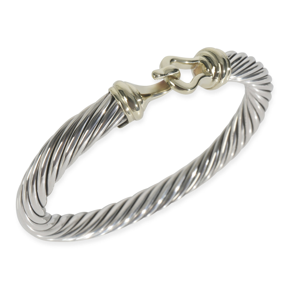 Yellow Gold & Sterling Silver  Cable Hook Bracelet