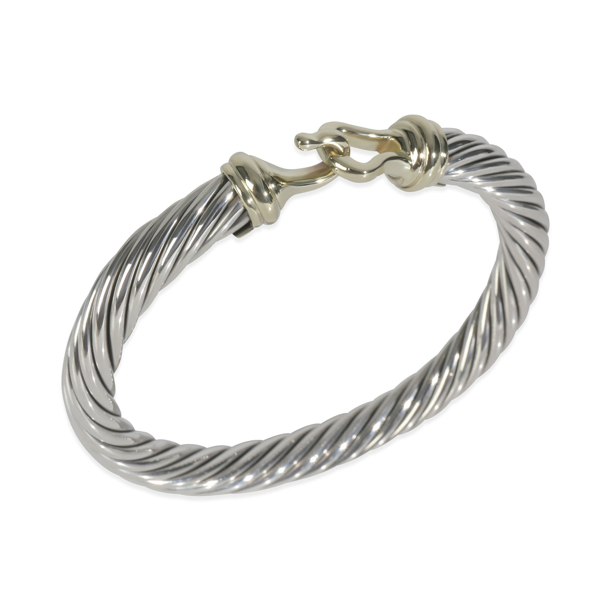 Yellow Gold & Sterling Silver  Cable Hook Bracelet