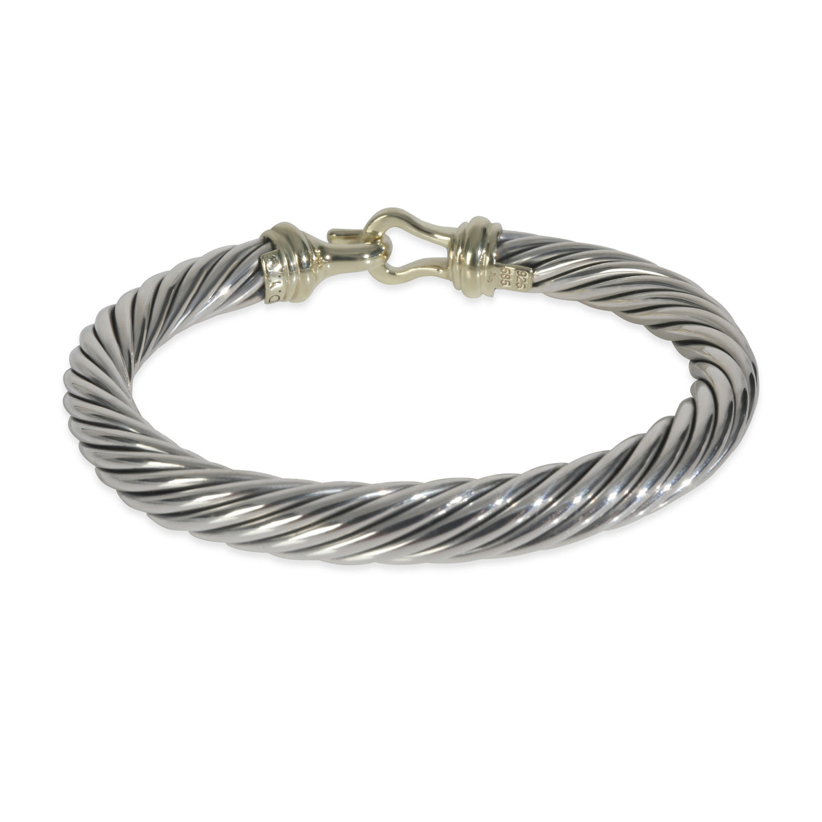 Yellow Gold & Sterling Silver  Cable Hook Bracelet