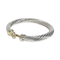 Yellow Gold & Sterling Silver  Cable Hook Bracelet