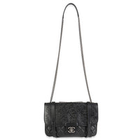 Black Paris Distressed Calfskin Dallas Studded Buckles Flap Bag