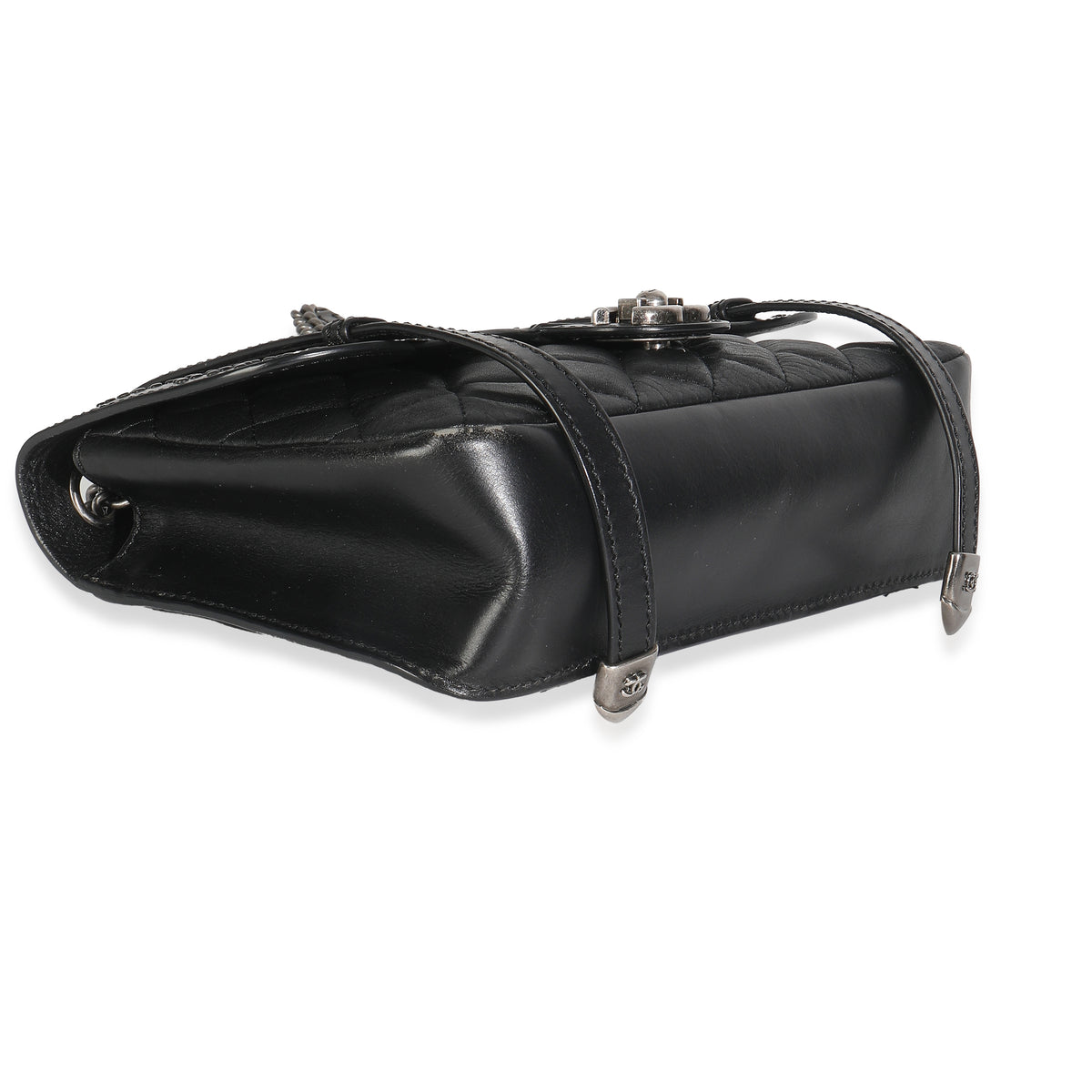 Black Paris Distressed Calfskin Dallas Studded Buckles Flap Bag