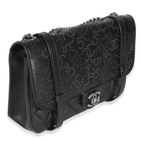 Black Paris Distressed Calfskin Dallas Studded Buckles Flap Bag