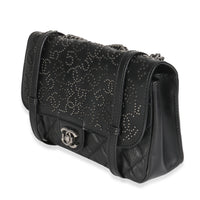 Black Paris Distressed Calfskin Dallas Studded Buckles Flap Bag