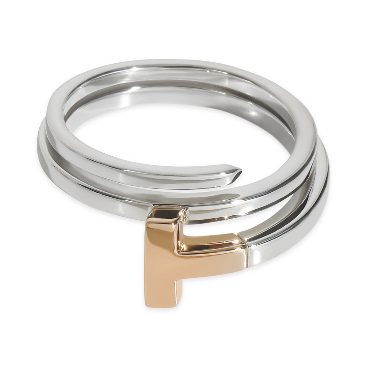 Rose Gold & Sterling Silver  Tiffany T Square Wrap Ring