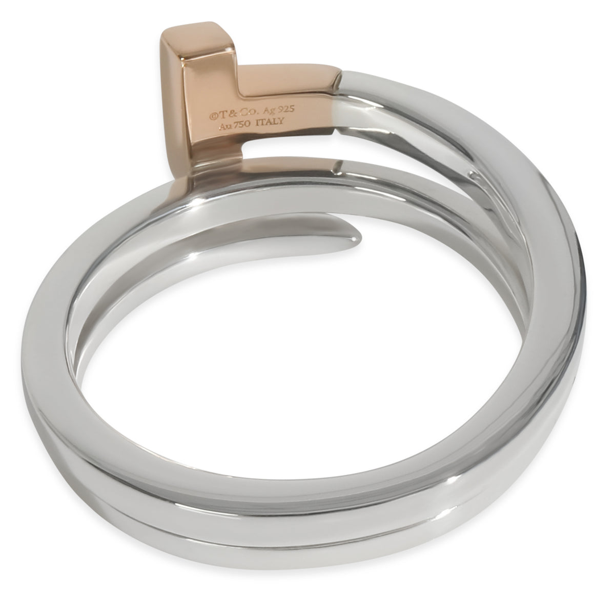 Rose Gold & Sterling Silver  Tiffany T Square Wrap Ring