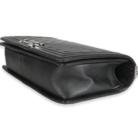 Chanel Black Calfskin Quilted Chevron New Medium Boy Bag Handbag box