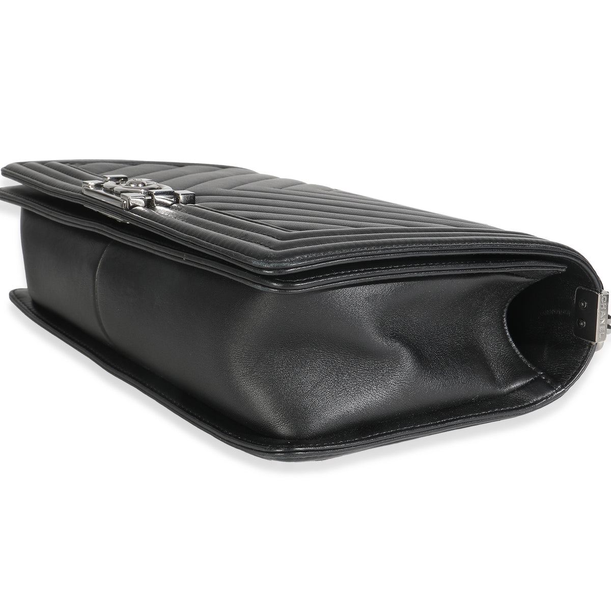 Black Calfskin Quilted Chevron New Medium Boy Bag