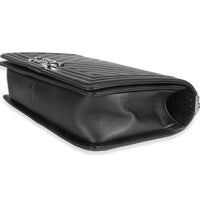 Black Calfskin Quilted Chevron New Medium Boy Bag