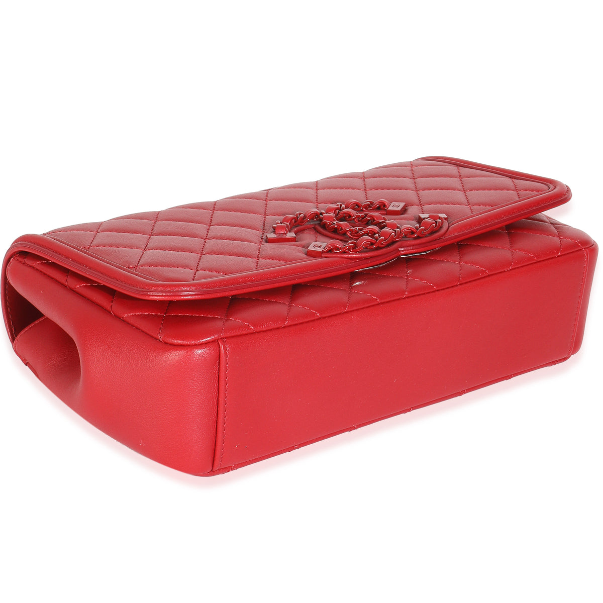 Red Quilted Calfskin Medium Incognito CC Filigree Flap Bag