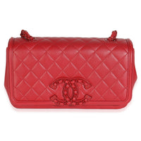 Red Quilted Calfskin Medium Incognito CC Filigree Flap Bag