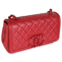 Red Quilted Calfskin Medium Incognito CC Filigree Flap Bag