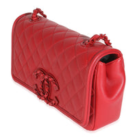 Red Quilted Calfskin Medium Incognito CC Filigree Flap Bag