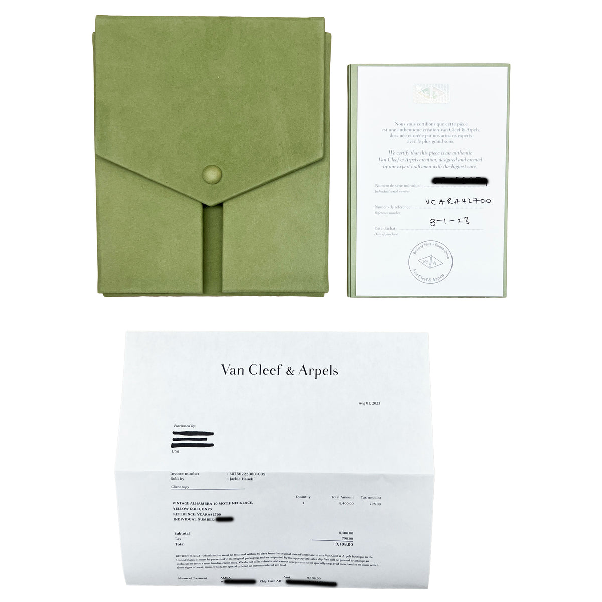 Yellow Gold Onyx Vintage Alhambra Necklace