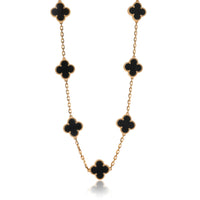 Yellow Gold Onyx Vintage Alhambra Necklace