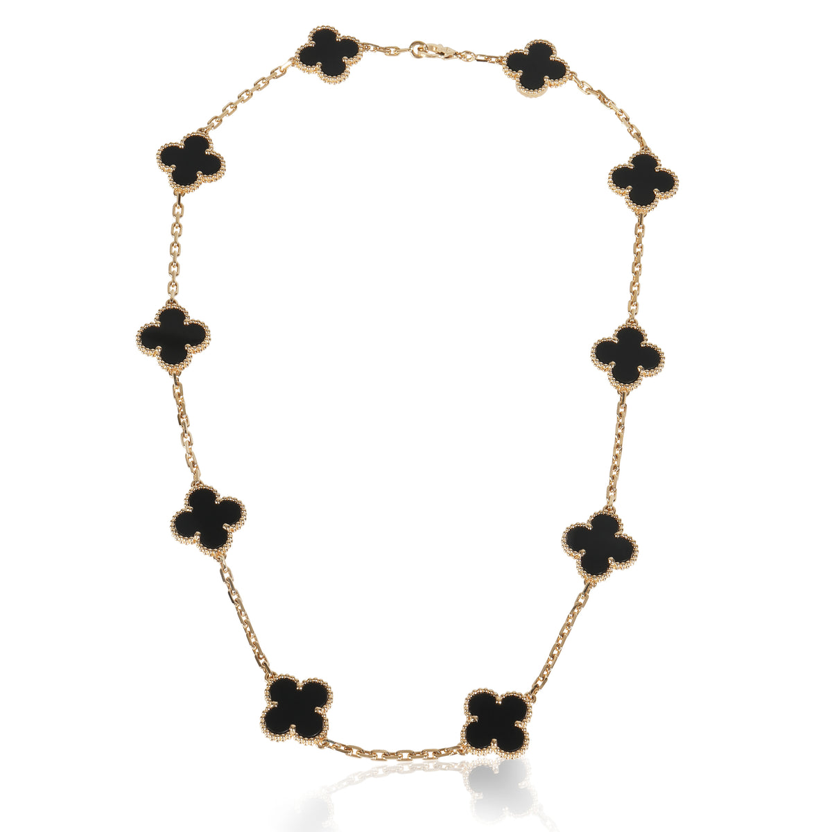 Yellow Gold Onyx Vintage Alhambra Necklace