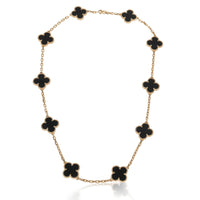 Yellow Gold Onyx Vintage Alhambra Necklace
