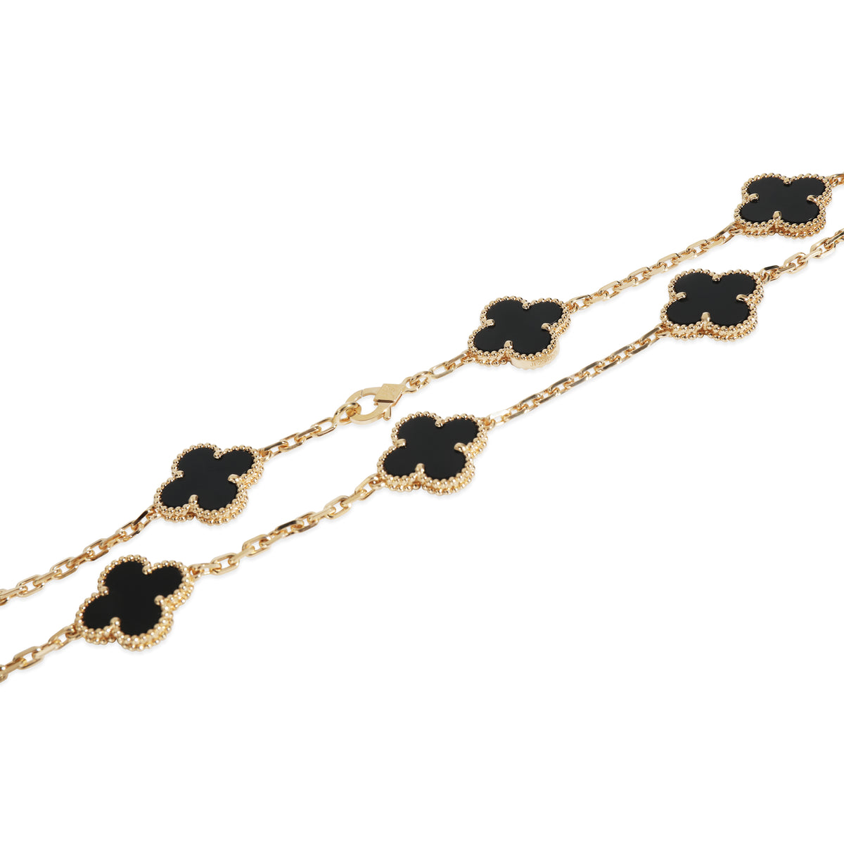 Yellow Gold Onyx Vintage Alhambra Necklace
