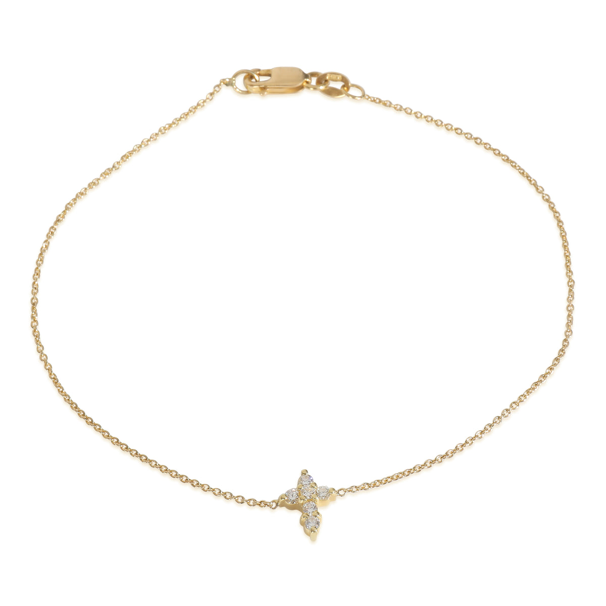 Yellow Gold Diamond Tiny Treasures Small Cross Bracelet