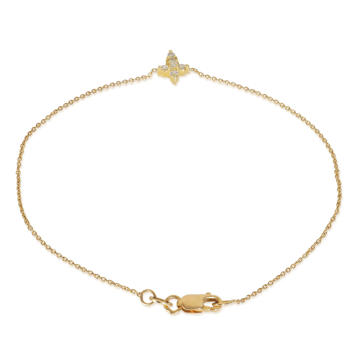 Yellow Gold Diamond Tiny Treasures Small Cross Bracelet