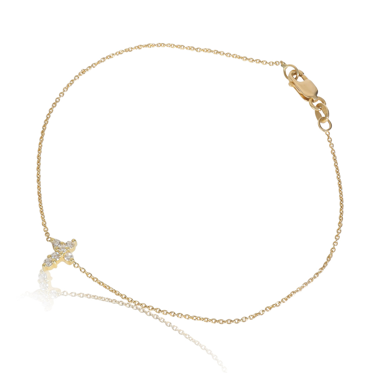 Yellow Gold Diamond Tiny Treasures Small Cross Bracelet