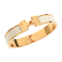 Gold-Plated  Clic H In Crème Bracelet