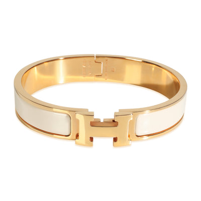Gold-Plated  Clic H In Crème Bracelet