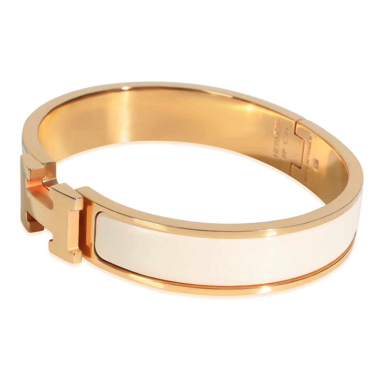 Gold-Plated  Clic H In Crème Bracelet