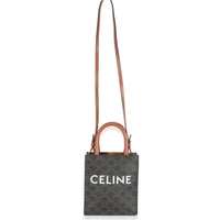 Tan Triomphe Canvas Calfskin Mini Vertical Cabas