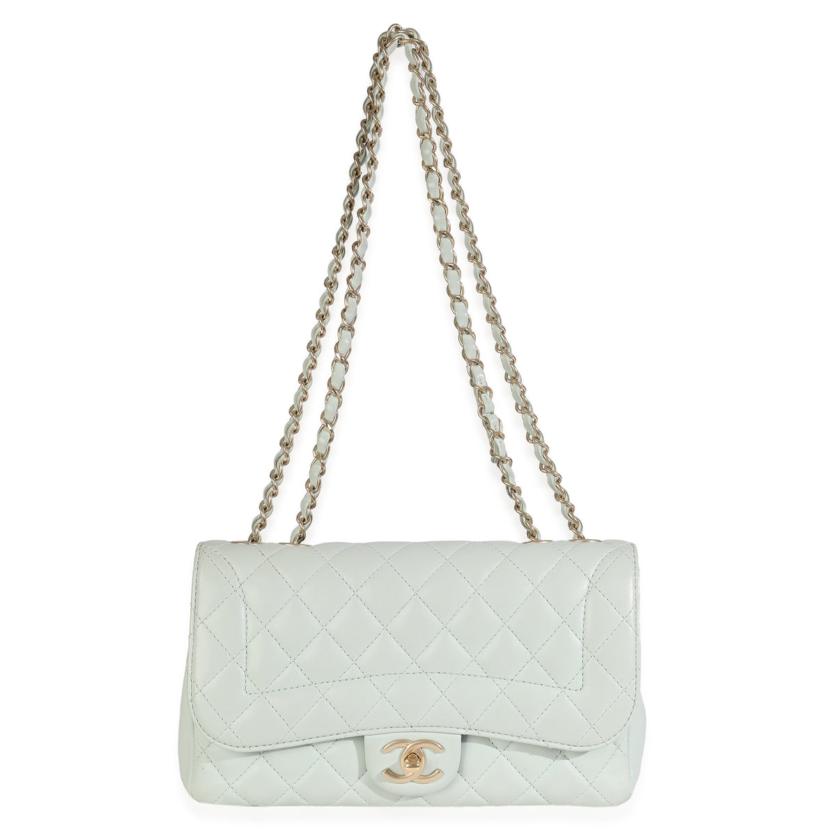 Light Green Quilted Lambskin Medium Mademoiselle Chic Flap Bag