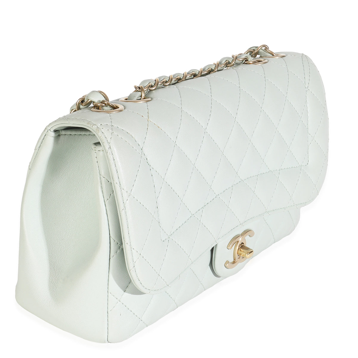 Light Green Quilted Lambskin Medium Mademoiselle Chic Flap Bag