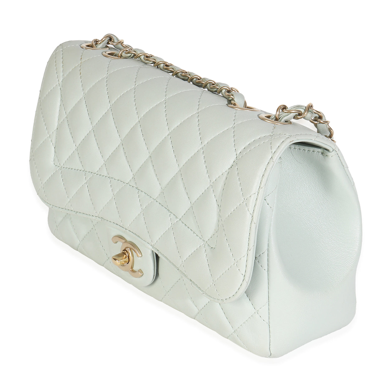Light Green Quilted Lambskin Medium Mademoiselle Chic Flap Bag