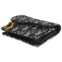 Blue Oblique Canvas Saddle Bloom Card Holder