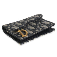 Blue Oblique Canvas Saddle Bloom Card Holder