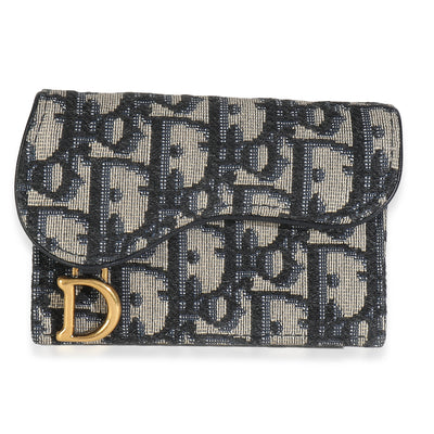 Blue Oblique Canvas Saddle Bloom Card Holder