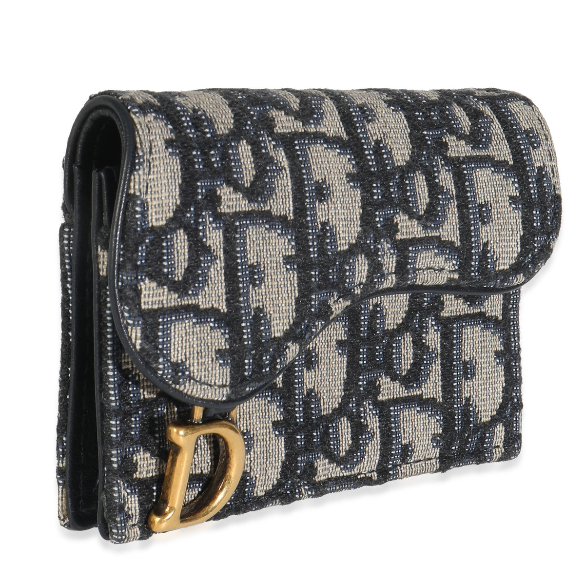 Blue Oblique Canvas Saddle Bloom Card Holder