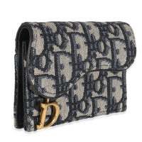 Blue Oblique Canvas Saddle Bloom Card Holder