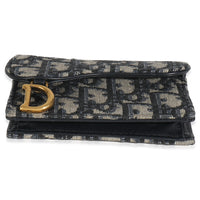 Blue Oblique Canvas Saddle Bloom Card Holder