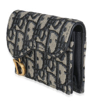 Blue Oblique Canvas Saddle Bloom Card Holder