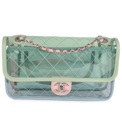 Green Lambskin Quilted PVC Medium Coco Splash Flap Bag