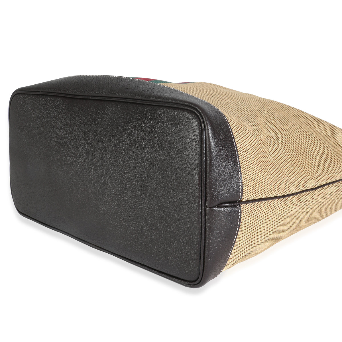 Beige Canvas Web Ophidia Large Foldable Tote