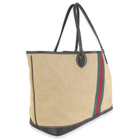 Beige Canvas Web Ophidia Large Foldable Tote