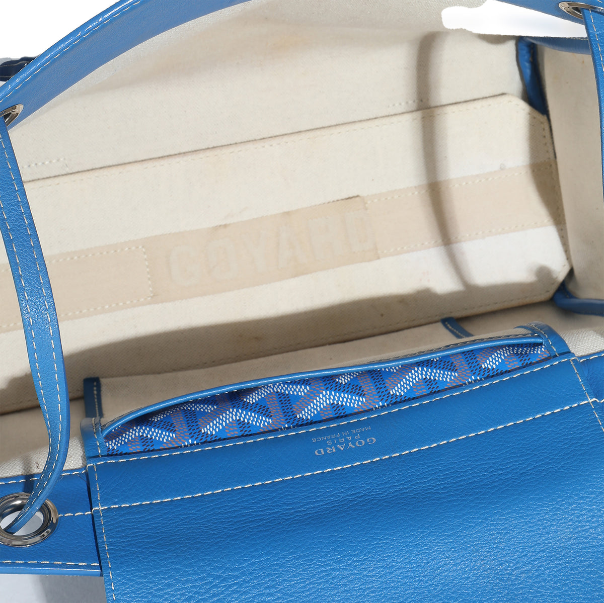 Blue Goyardine Canvas Rouette Souple PM