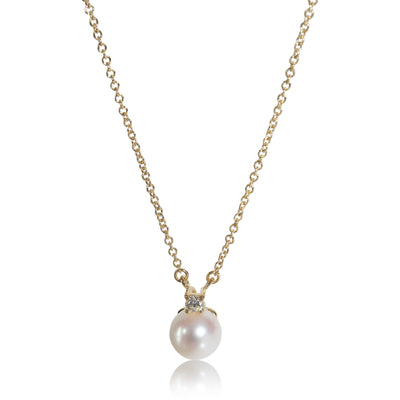 Yellow Gold Pearl and Diamond Signature Pendant