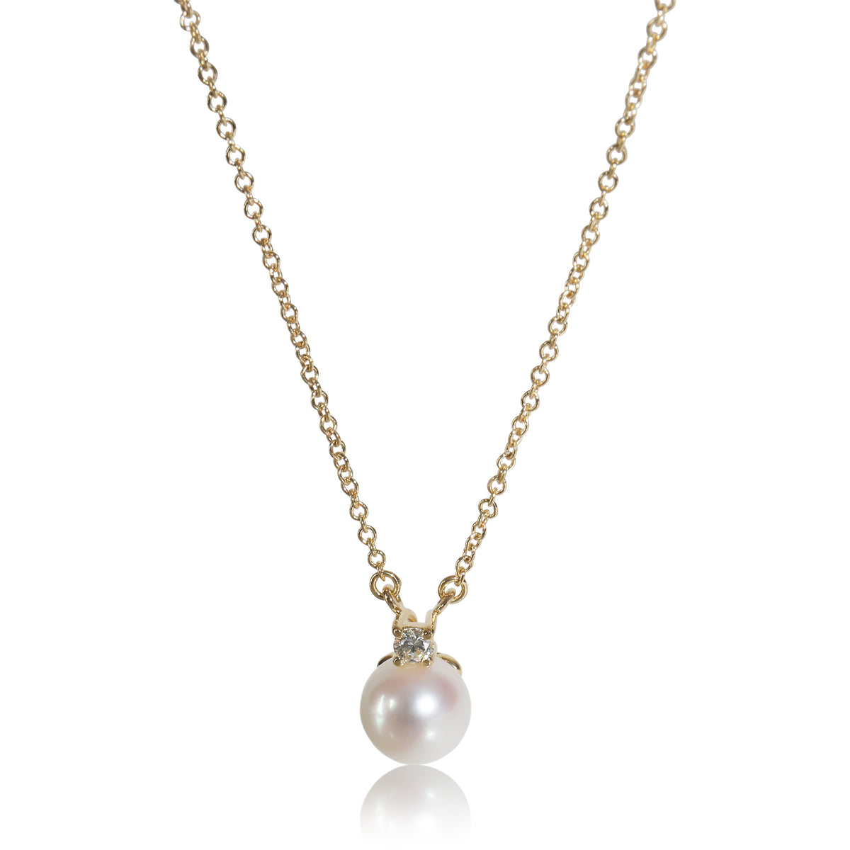 Yellow Gold Pearl and Diamond Signature Pendant