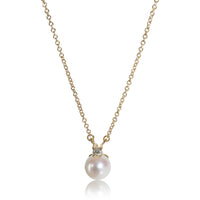 Yellow Gold Pearl and Diamond Signature Pendant