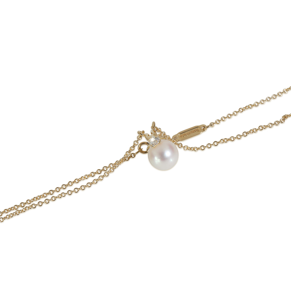 Yellow Gold Pearl and Diamond Signature Pendant